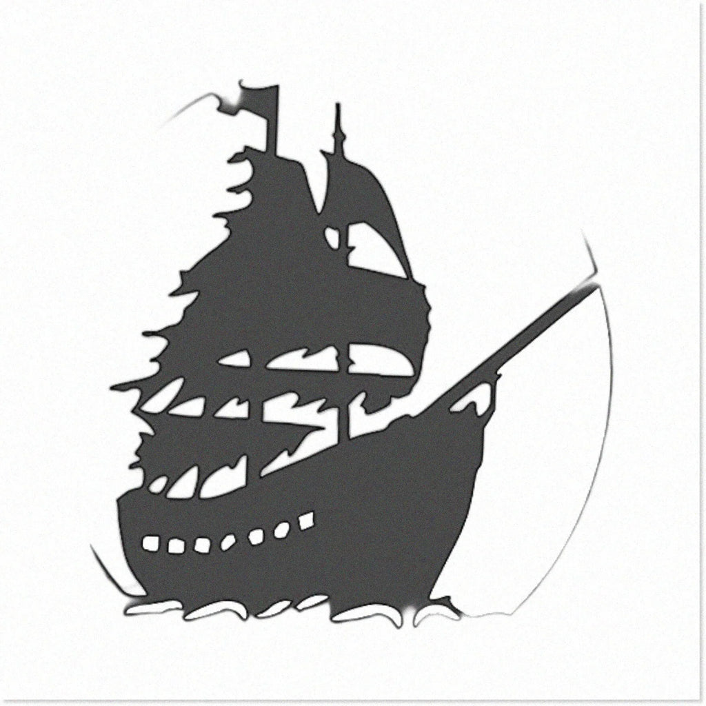 Clear Plastic Pirate Ship Logo Stencil for Arts and Crafts - Reusable, Sturdy, Flexible - Ideal for Scrapbooking, Airbrush Painting, and Drawing