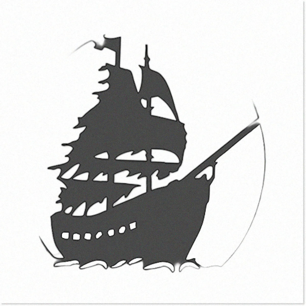 Clear Plastic Pirate Ship Logo Stencil for Arts and Crafts - Reusable, Sturdy, Flexible - Ideal for Scrapbooking, Airbrush Painting, and Drawing