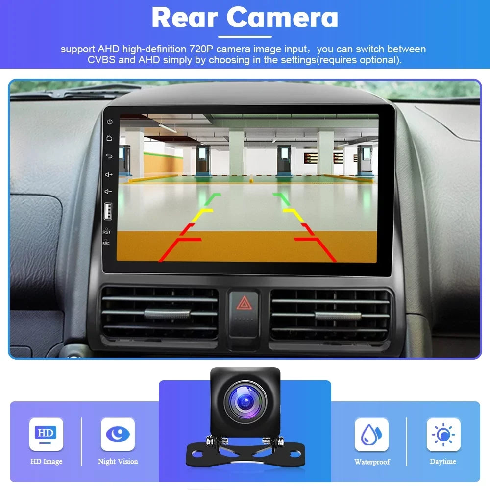 2+32G for Honda CRV 2002-2006 Wireless Carplay Android Auto Mirror Link 9'' Touchdisplay Car Stereo Radio Player Bluetooth 1080P WIFI Hifi GPS FM Usb, AHD Backup Camera&Microphone