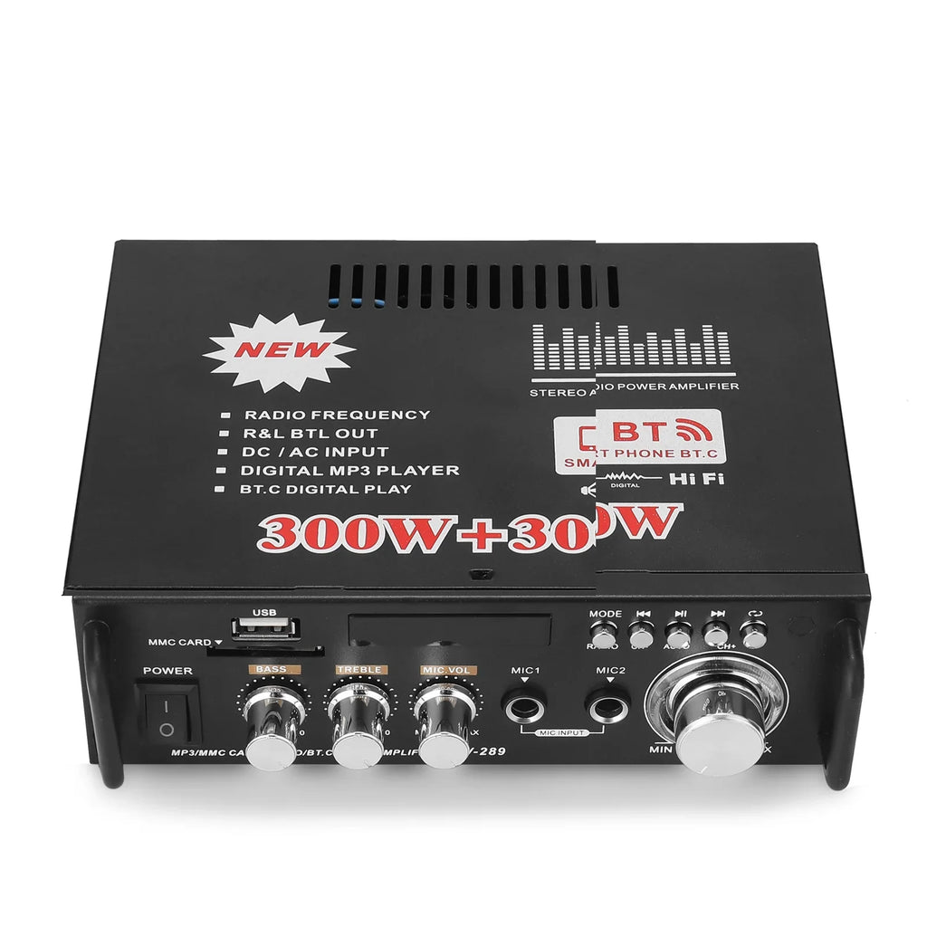 Dazzduo Sound Machine,2CH LCD Display Remote Audio Amplifier BT  Radio Amplifier 600W Remote Audio  Radio Portable Stereo Power Amplifier Audio HiFi Audio Stereo Car 600W Remote
