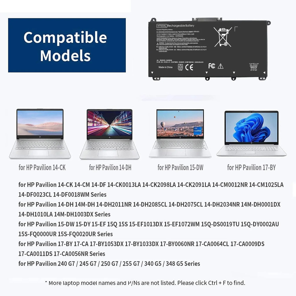 41.7Wh HT03XL L11119-855 Laptop y for HP Pavilion 14-CE 14-CK 14-DQ 15-CS 240 245 G7 14-CK0001LA 14-CK0061ST