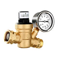 Adjustable Water Pressure ReguLatitudeor Valve - Lead-Free Brass, with 0-160PSI Gauge and Inlet Screened Filter, Ideal for RV and Travel Trailers
