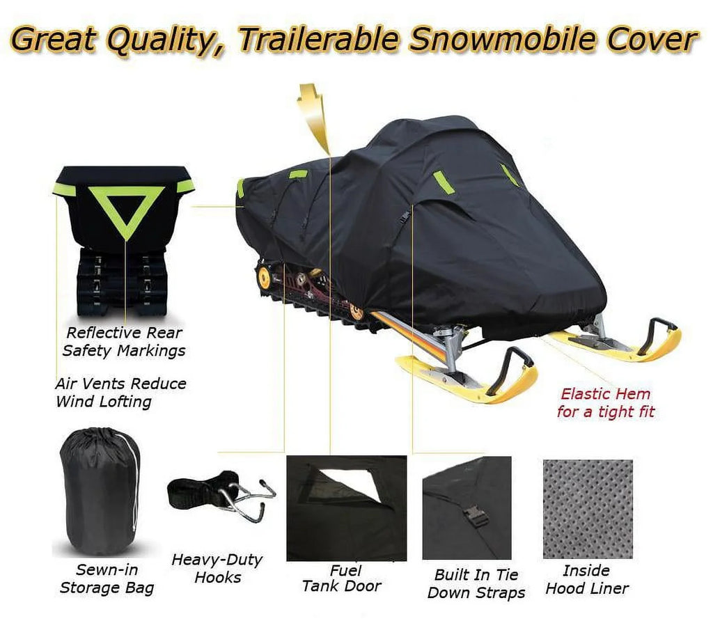 Snow Cover Compatible for 2005-2007 Ski Doo Bombardier snowmobile model GSX FAN 550, Trailerable 600 Denier Snow Machine Sled Gear