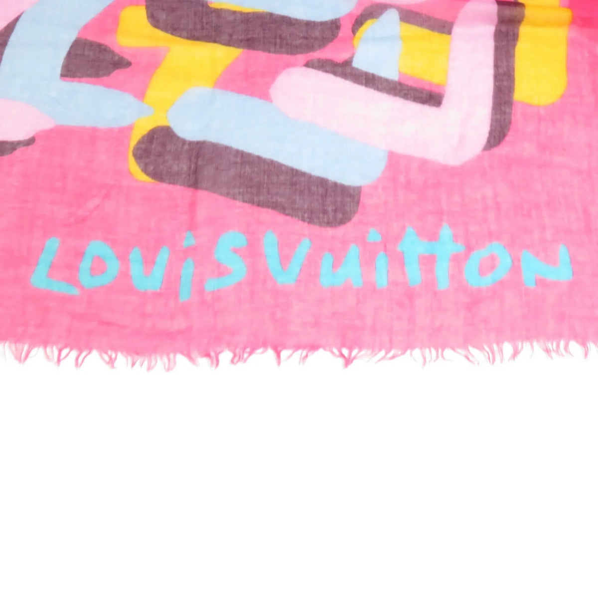 Pre-Owned Louis Vuitton LOUIS VUITTON Shawl Cashmere/Silk Pink/Multicolor Women's e58449a (Good)
