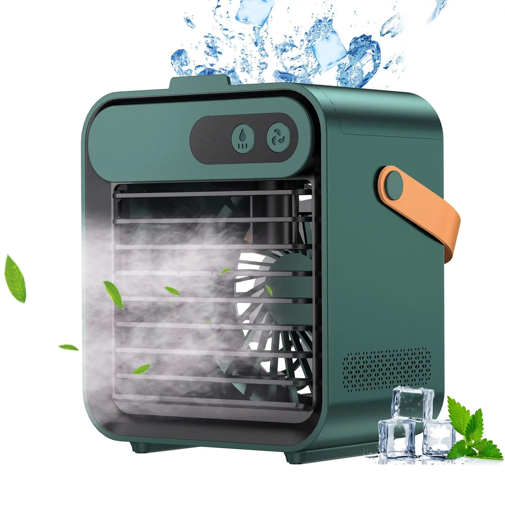 Comvin Portable Air Cooler Fan,Quiet Humidifier USB Desk Fan with 3 Speeds 4 in 1 Desktop Personal Adjustable Fan, Air Cooling Fan with Phone holder and vanity mirror for Office,Bedroom,Car and Home