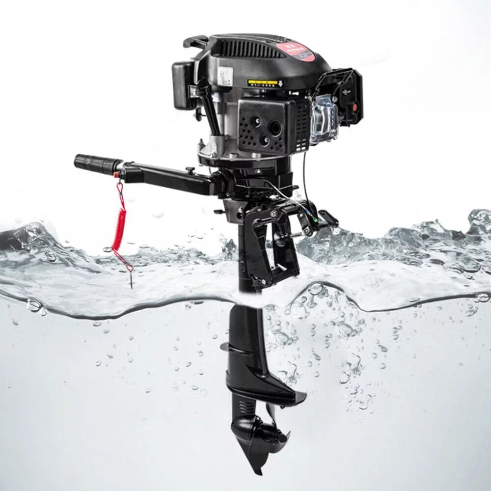 6 HP 4-Stroke Heavy Duty Outboard Motor Fishing Boat Engine Air Cooling System