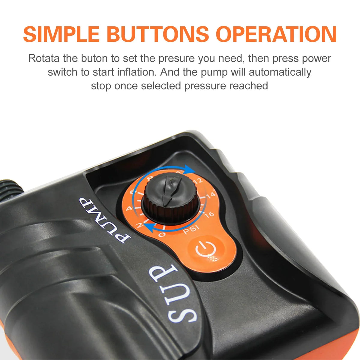 STERMAY 16PSI Electric InfLatitudeion Air Pump with 6PCS Nozzles for InfLatitudeable and Boat