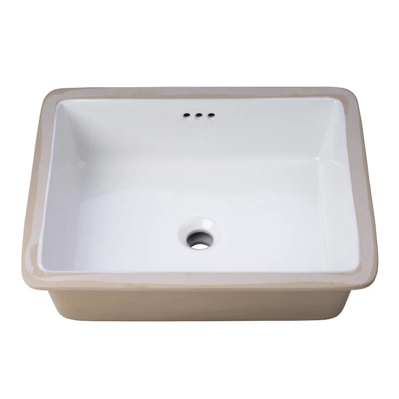 Miseno  17 x 13 in. Rectangular Undermount Bathroom Sink with Rear Overflow, White