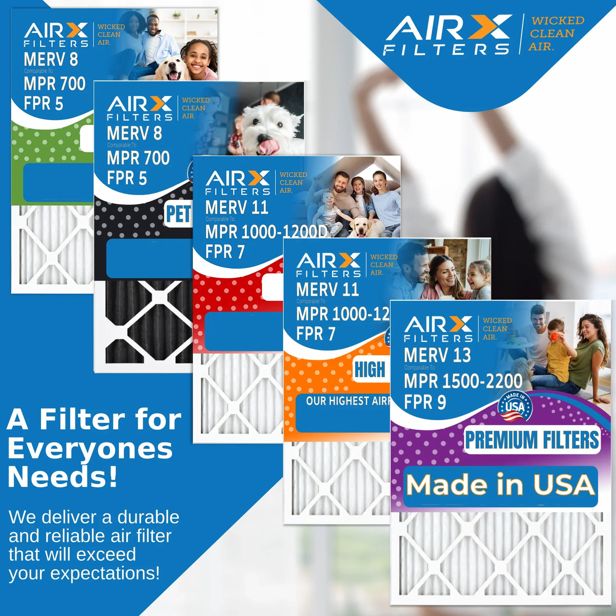 12x24x1 Air Filter MERV 8 Comparable to MPR 700 & FPR 5 Electrostatic Pleated Air Conditioner Filter 4 Pack HVAC AC Premium USA Made 12x24x1 Furnace Filters by AIRX FILTERS WICKED CLEAN AIR.