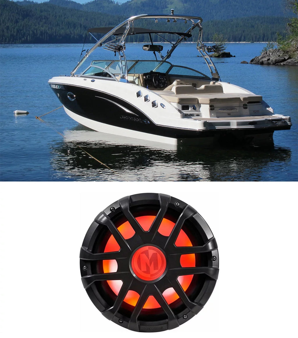 Memphis Audio MXA1244 12" 500 Watt LED Dual 4-Ohm Marine Subwoofer Boat Sub