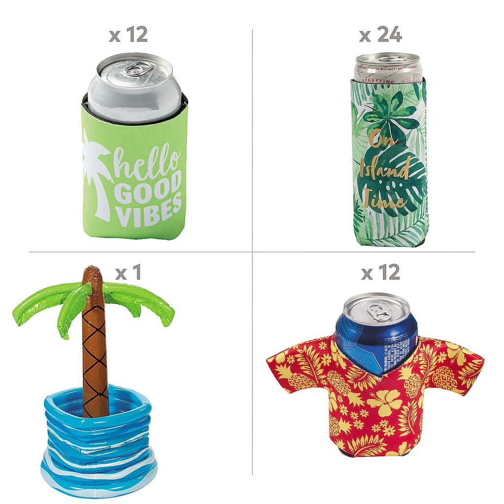 InfLatitudeable Palm Tree Cooler with Assorted Can Coolers Assortment May Vary