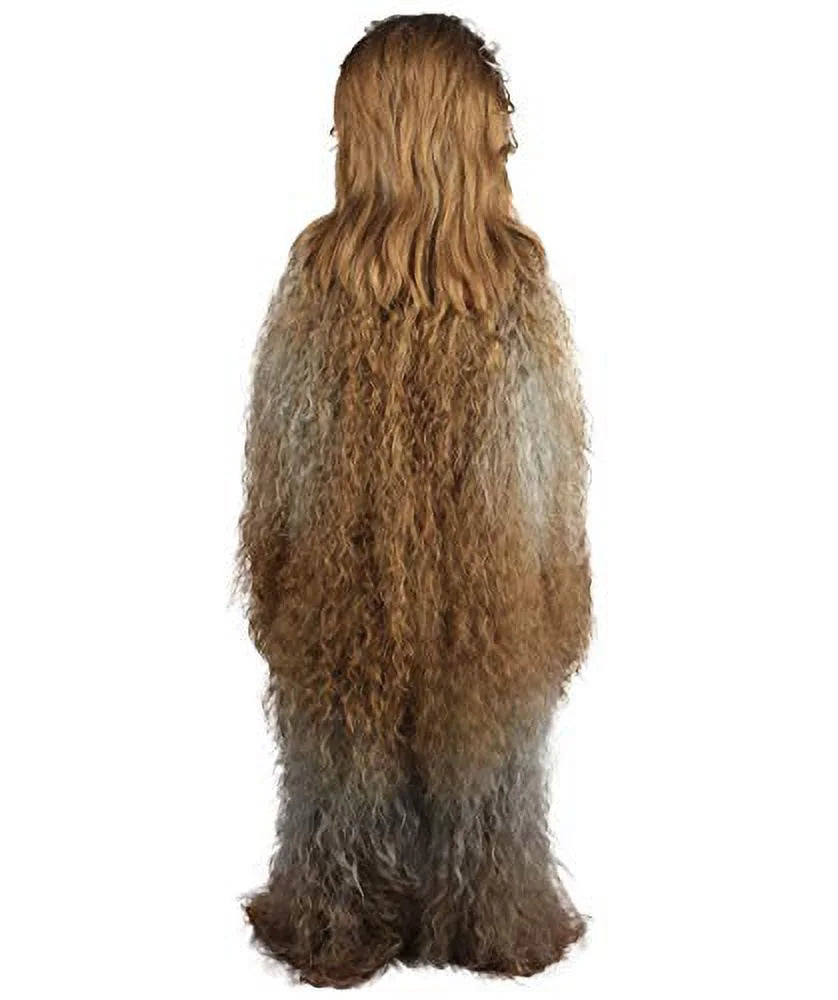 HPO Hairy Warrior Ape Yeti Costume & Mask | Adult Unisex Mountain Snowman Bigfoot Cosplay | Grey Brown Halloween Cosplay Costume And Mask ( Small/Medium )