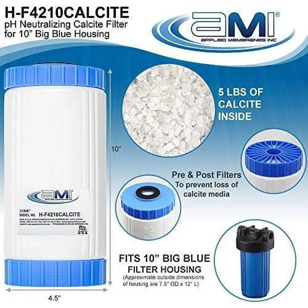 INC Ph Neutralization Water Filter Cartridge | Calcite Filter To Raise Alkalinity Of Low Ph Water | Standard 4.5" X 10" Size Fits 10 Inch Filter Housing | H-F4210CALCITE (4.5X10))