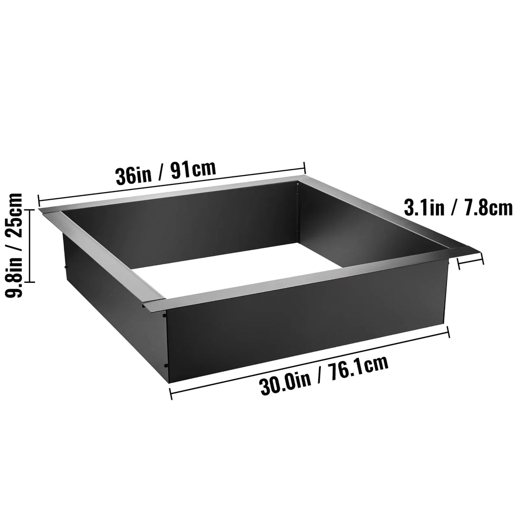 BENTISM Fire Pit Ring, 30" Square Fire Pit Insert, Heavy Duty Steel Fire Ring, DIY Bonfire Liner with Tongs Insert with Simple InstalLatitudeion for Outdoor, Patio, Backyard