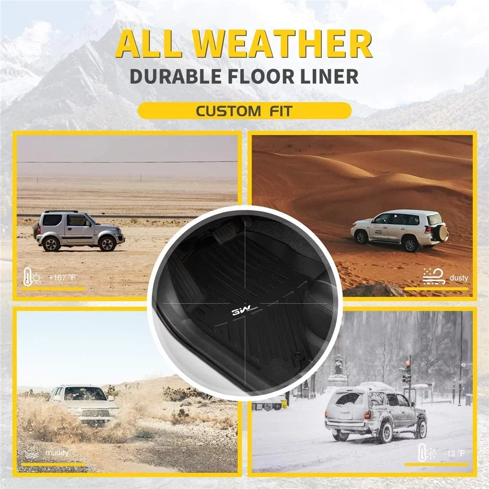 3W Floor Mats for Volkswagen Tiguan (2018-2023),TPE All Weather Custom Fit Floor Liner for Volkswagen Tiguan,1st & 2nd Row Full Set Car Liners,Black