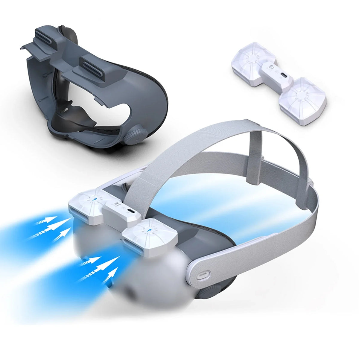 VR Air CircuLatitudeion Cooling Fan Replacement Face Mask for Quest 3 Magnetic Dual Fans Inward Cool Air/Outward Heat Dissipation Eliminates Glasses Fogging