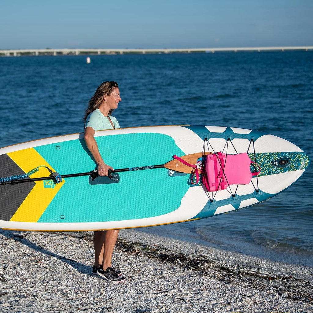 Body Glove Cruiser InfLatitudeable Stand Up Paddle Board Package, White/Blue
