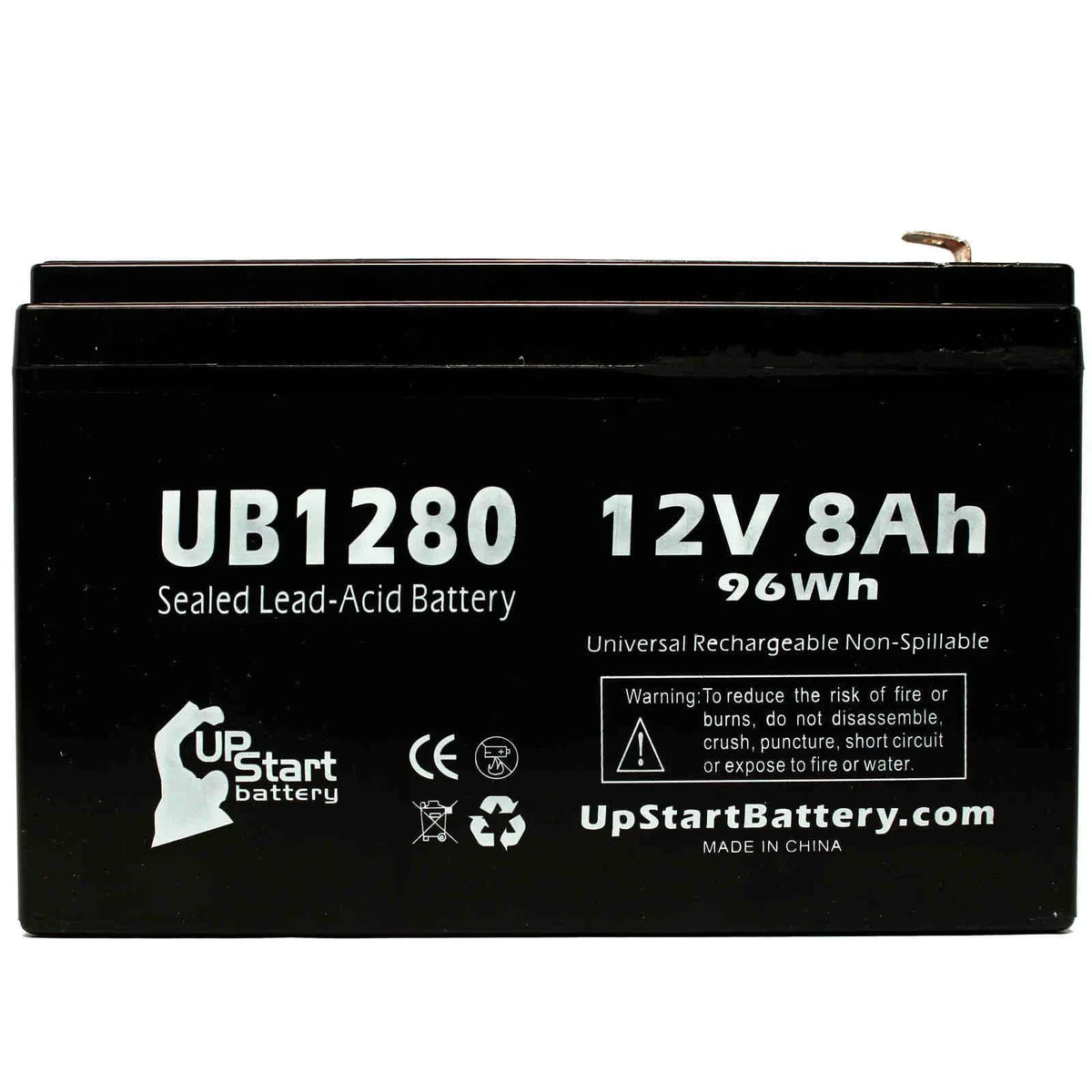 4x Pack - Compatible Dyonics ORTHOSCOPIC 40 Battery - Replacement UB1280 Universal Sealed Lead Acid Battery (12V, 8Ah, 8000mAh, F1 Terminal, AGM, SLA) - Includes 8 F1 to F2 Terminal Adapters