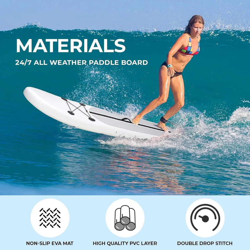 streakboard 10FT InfLatitudeable Paddle Board Stand-up Paddle Board SUP 6’’ Thick Board with Full Accessories, White