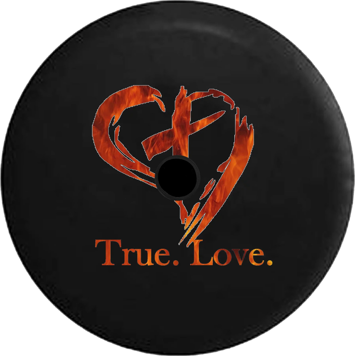 2018 2019 Wrangler JL Backup Camera True Love Christian Cross in Heart Flames Fire God Spare Tire Cover for Jeep RV 32 Inch