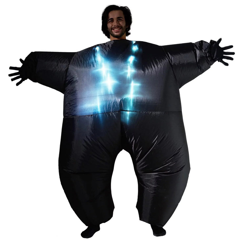 Morph Adult InfLatitudeable Black LIGHT UP Costume Suit Halloween Black L