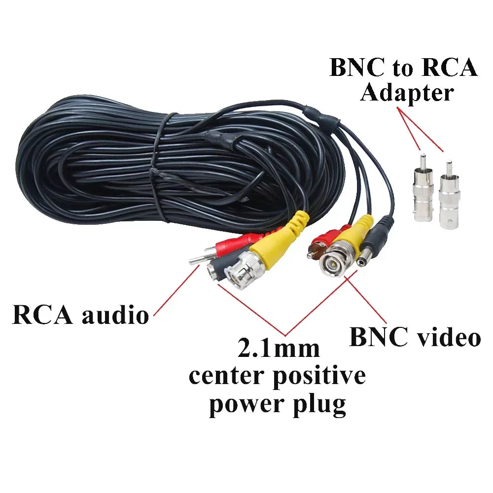 VideoSecu 4 x 50ft Security Camera Audio Video Power Cable BNC RCA Connector Wire Cord for CCTV Surveillance Camera with 4CH 12V DC Power b4k