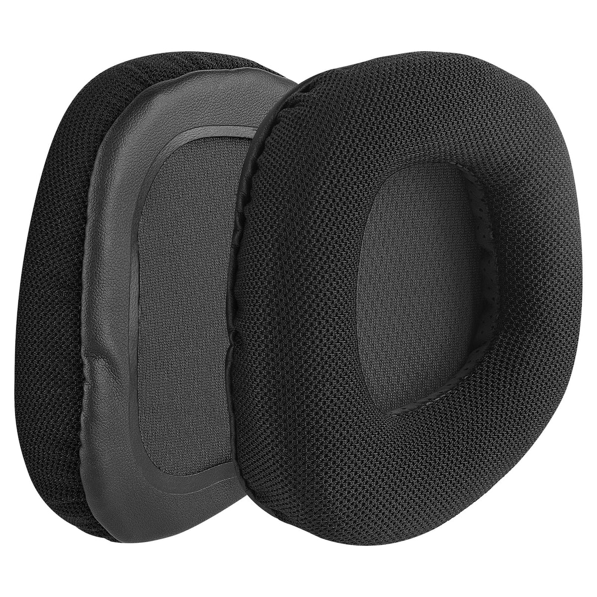Geekria Comfort Mesh Fabric Replacement Ear Pads for Corsair VOID PRO, Void, Void Pro RGB, Void Pro RGB SE, Void Elite, Void Elite RGB Headphones Ear Cushions, Ear Cups Cover Repair Parts (Black)