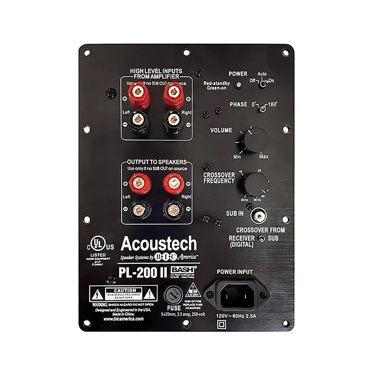 BIC America PL-200II Acoustech PL-200 II Indoor 250-Watt-Continuous Powered Subwoofer, Black