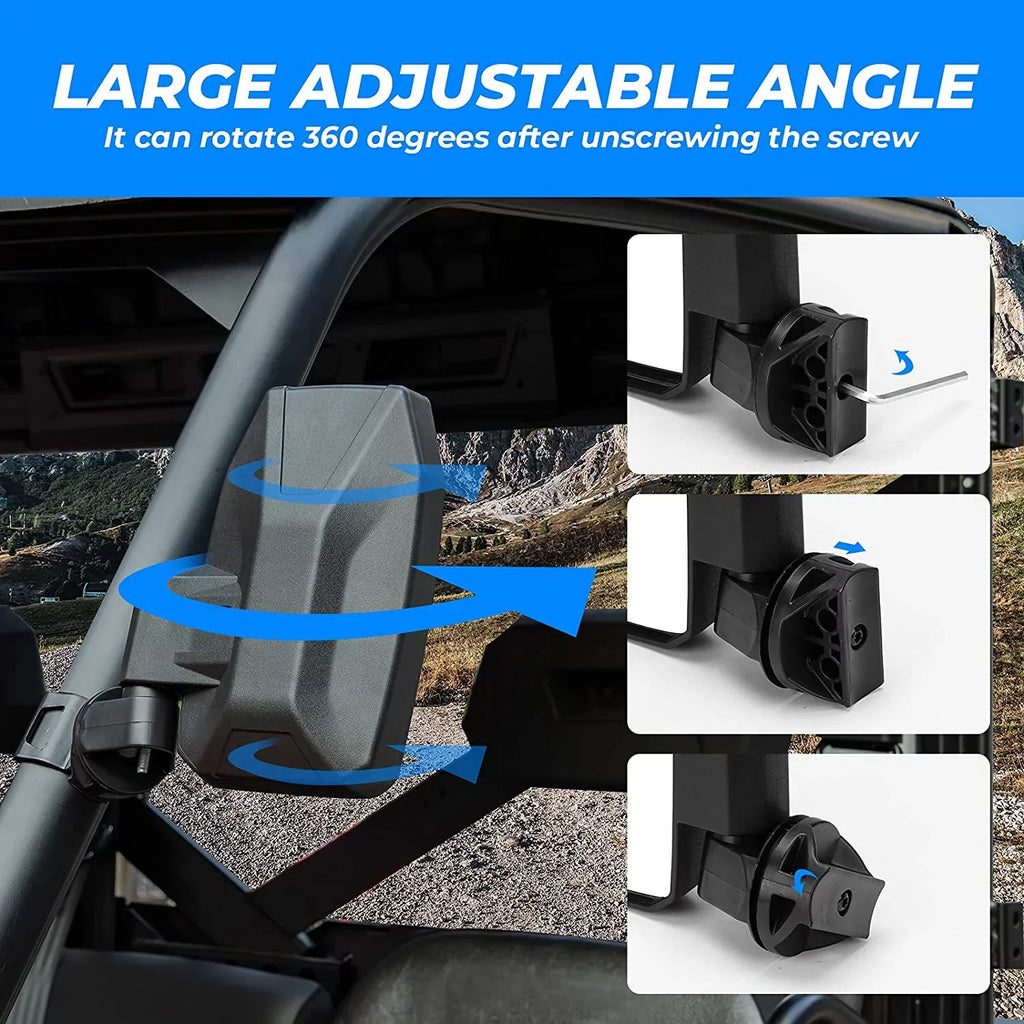 Kemimoto Side Mirrors,Wider UTV Side Mirrors Rear View Mirrors Compatible with Polaris Ranger XP 1000 900 570 General 1000 Can-Am Defender Maverick Trail for Pro-Fit (Not Door)
