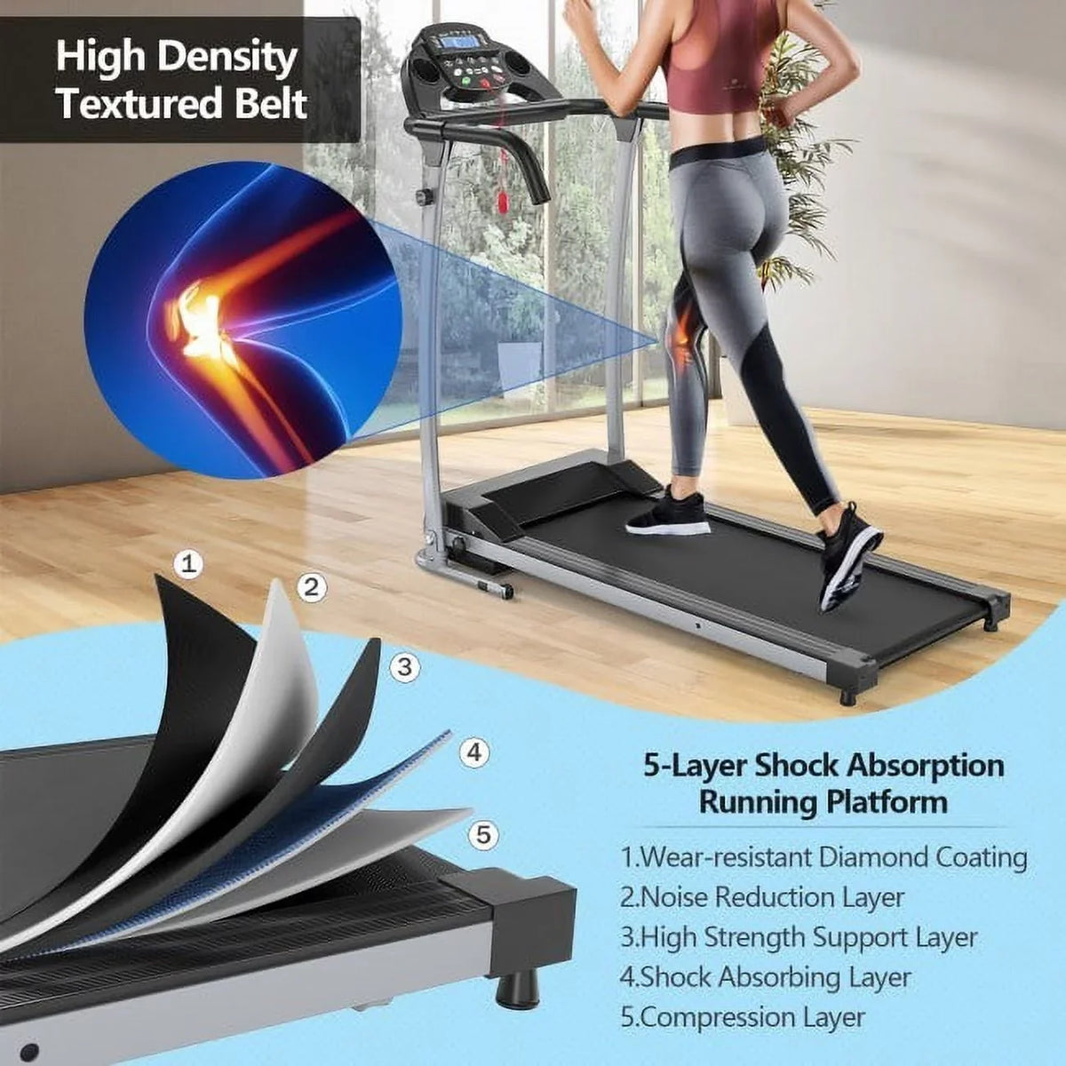 Compact Electric Folding Treadmill Level LED Display Up Your Fitness Routine