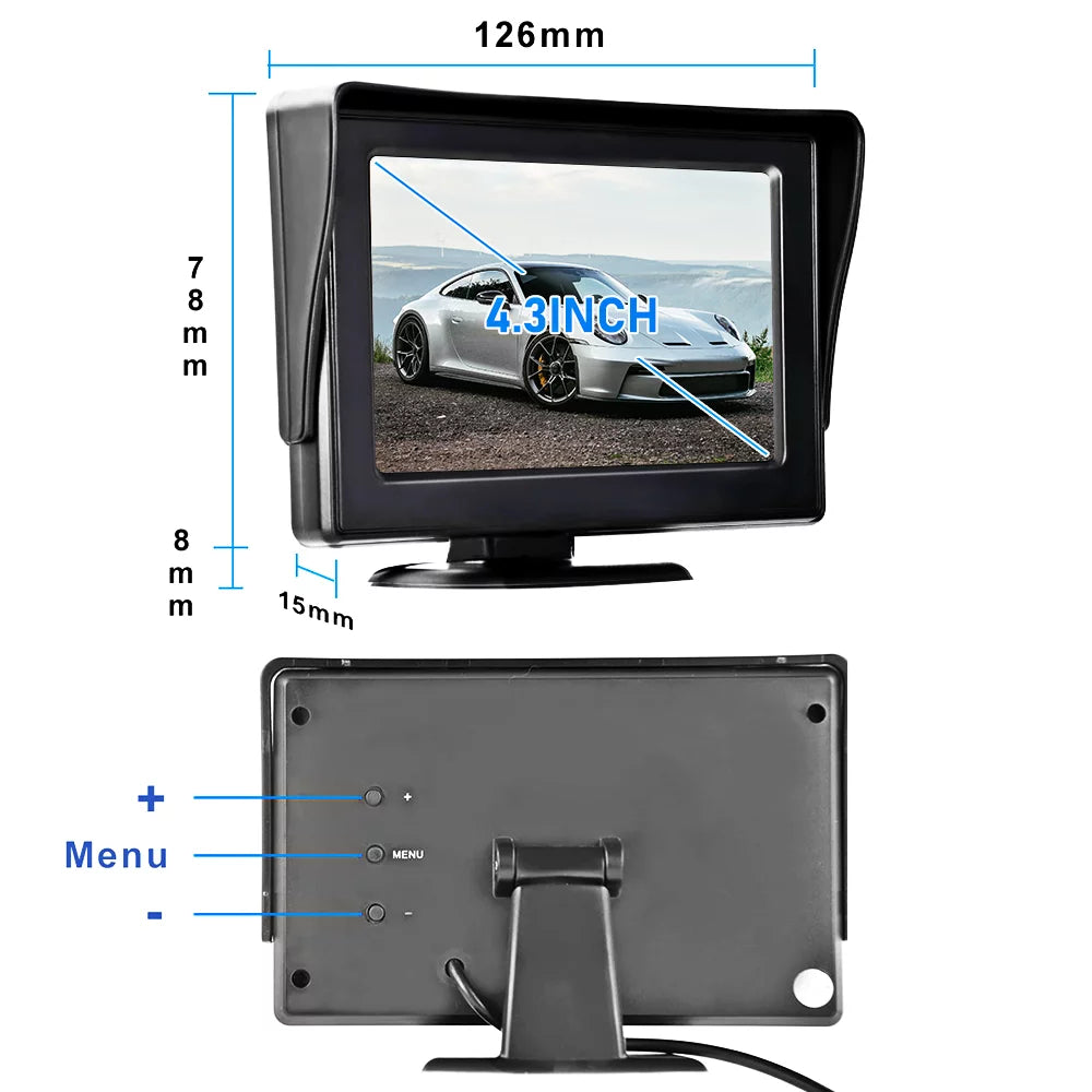 Wireless Backup Camera Kit with Stable Digital Signal, 4.3’’ Monitor& Rear View Camera InstalLatitudeion for Truck, Van, Camping Car, SUV Reverse automatic display