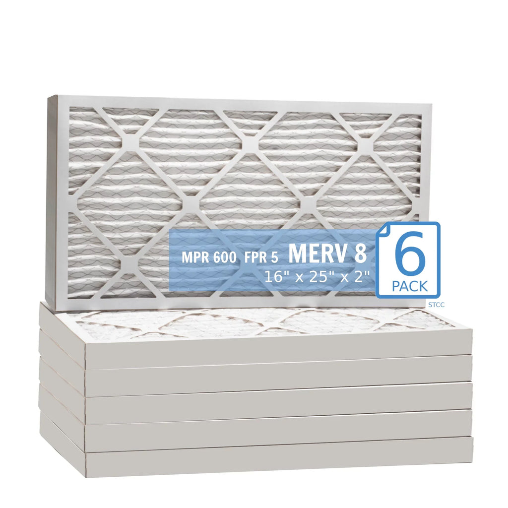 16x25x2, PuroLatitudeor / Air Guard  Hi-E 40 Extended Surface Pleated Air Filter, Mechanical MERV 8, (6 Pack)