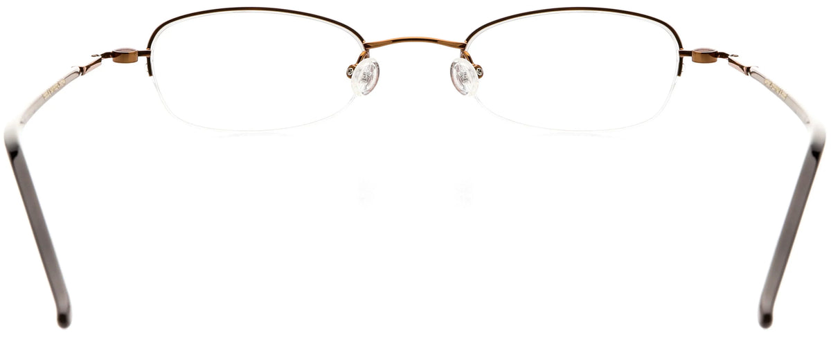 Optical Eyewear - Oval Shape, Metal Half Rim Frame - Prescription Eyeglasses RX, Cocoa