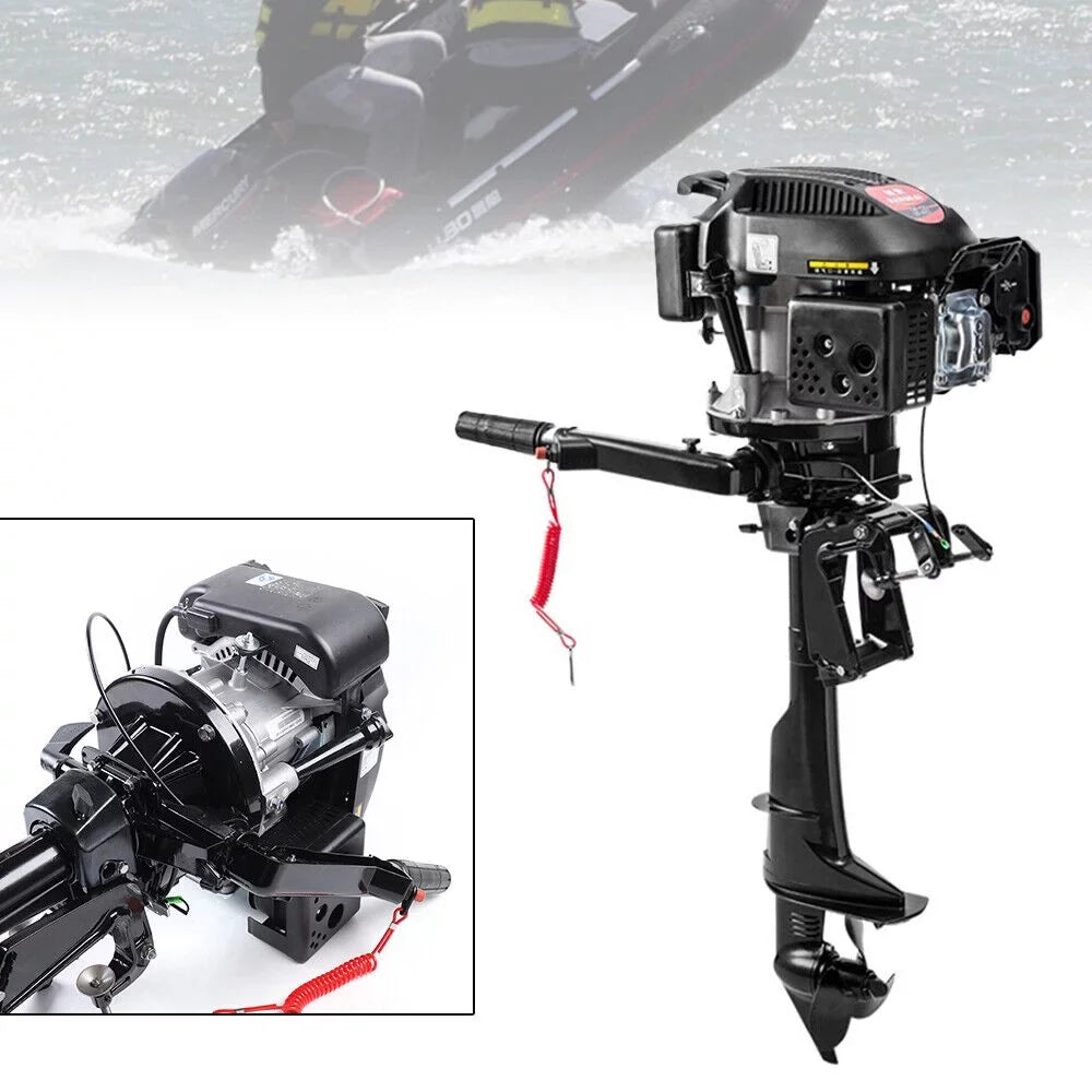6 HP 4-Stroke Heavy Duty Outboard Motor Fishing Boat Engine Air Cooling System