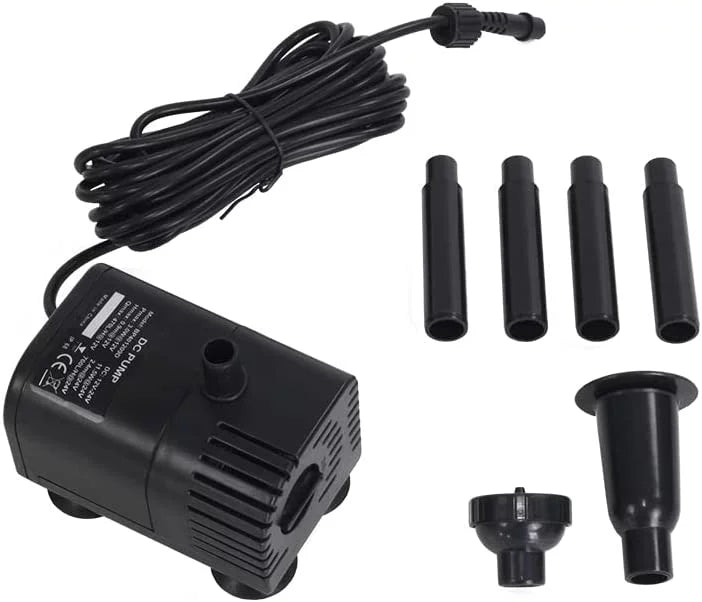 12W Solar Water Pump KIT: DC Dry-Run Protection Solar Water Pump 185 GpH with 18V 12W Solar Panel for Fountain, Fish Pond, and Aquarium (No Backup Battery)