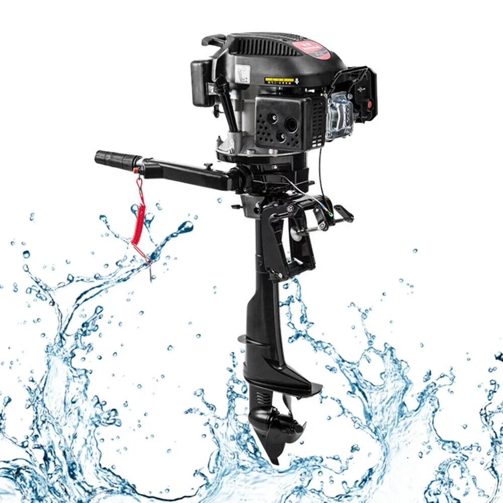 6 HP 4-Stroke Heavy Duty Outboard Motor Fishing Boat Engine Air Cooling System