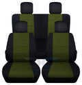 T247-Designcovers Fits 2007-2010 Jeep Wrangler JK 2-Door Cotton Seat Covers:Black and Hunter Green - Front & Rear Solid Bench