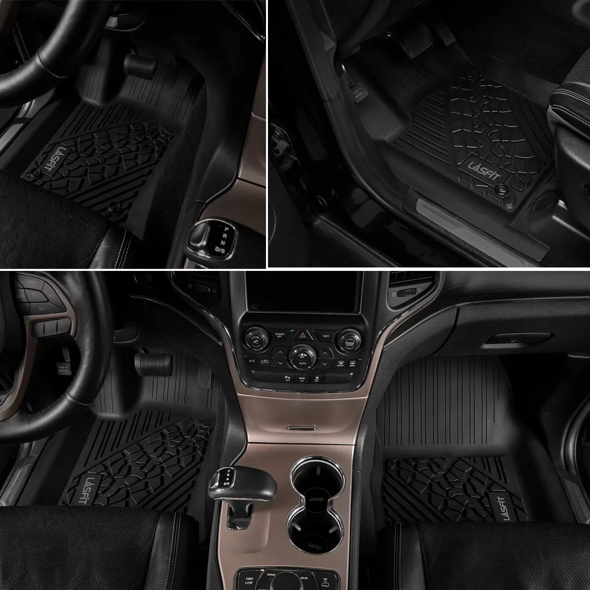 LASFIT Floor Mats for 2015-2021 Jeep Cherokee(Don't Fit Grand CHEROKEE), All Weather Fit TPE Floor Liners Set, 1st and 2nd Row, Black