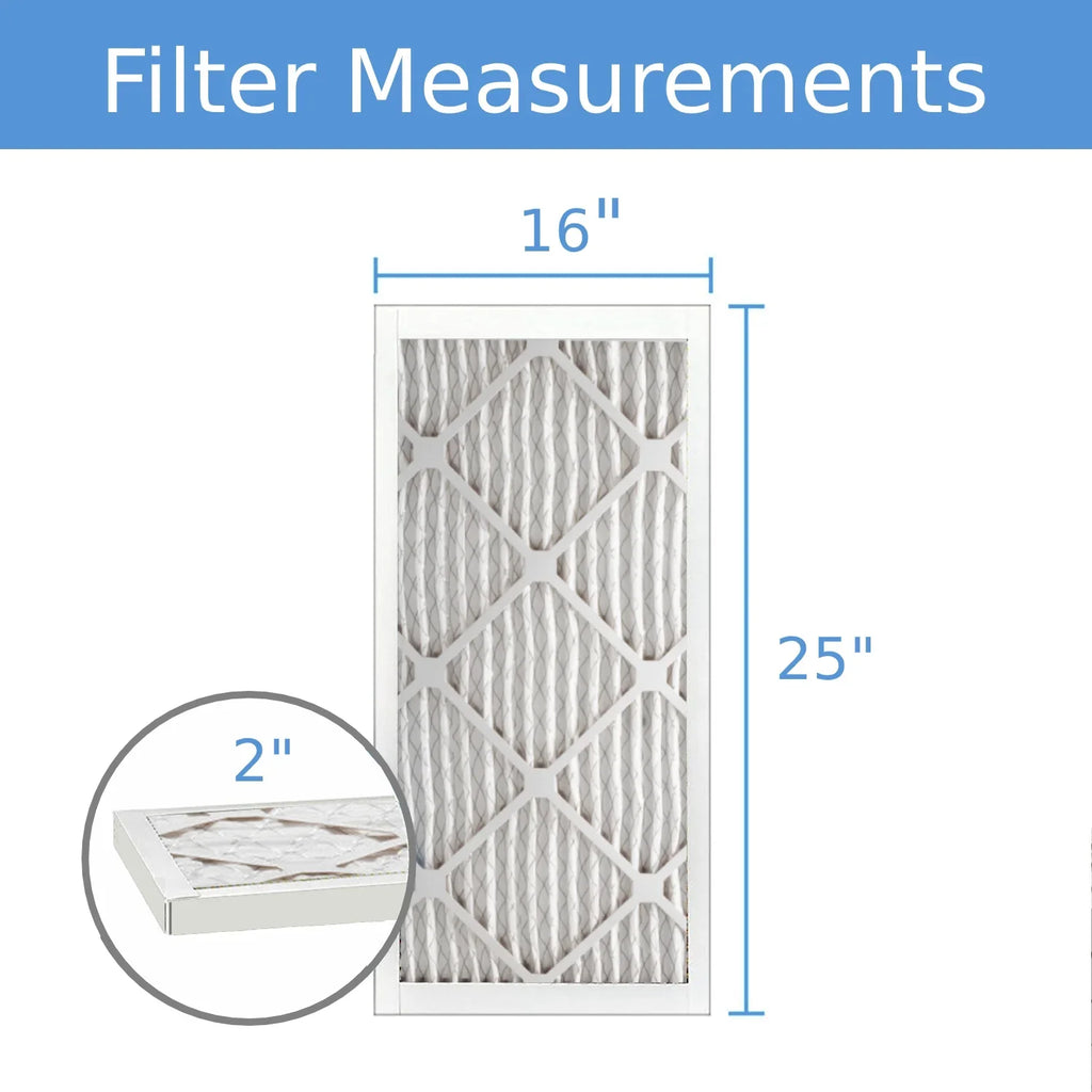 16x25x2, PuroLatitudeor / Air Guard  Hi-E 40 Extended Surface Pleated Air Filter, Mechanical MERV 8, (6 Pack)