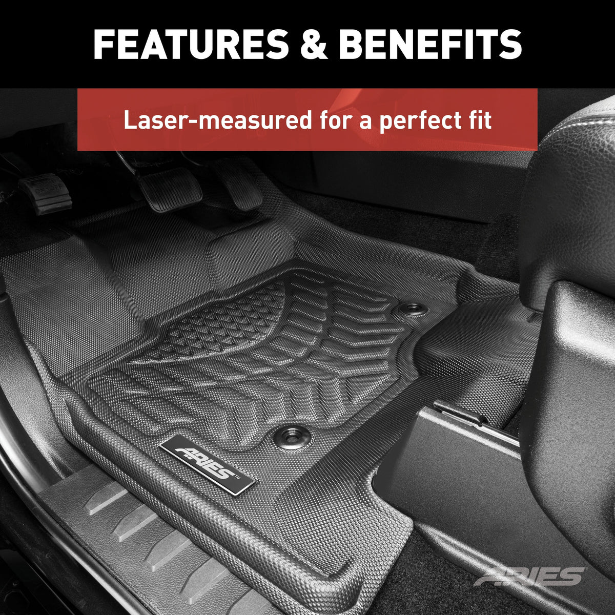 ARIES JP01311809 StyleGuard XD Black Custom Floor Liners, Select Jeep Renegade, 1st Row Only