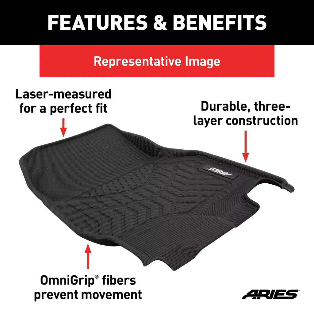 ARIES JP01311809 StyleGuard XD Black Custom Floor Liners, Select Jeep Renegade, 1st Row Only