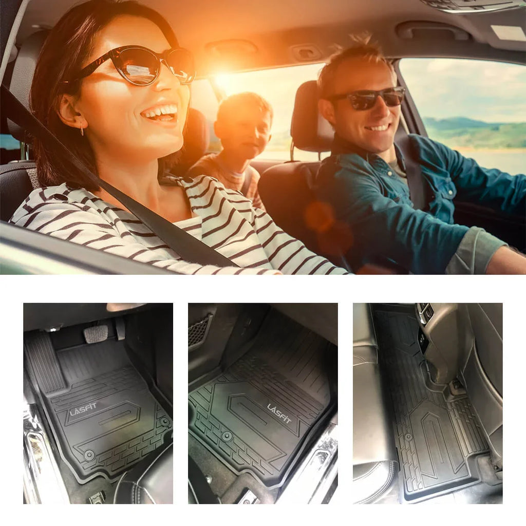 LASFIT Floor Mats for 2015-2021 Jeep Cherokee(Don't Fit Grand CHEROKEE), All Weather Fit TPE Floor Liners Set, 1st and 2nd Row, Black