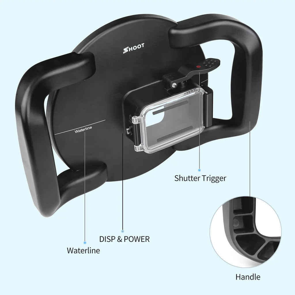 SHOOT XTGP559 Camera Dual Handle Dome Port Waterproof Case Camera Protective Case 45m Waterproof 180° Wide Angle Replacement for   9 Black