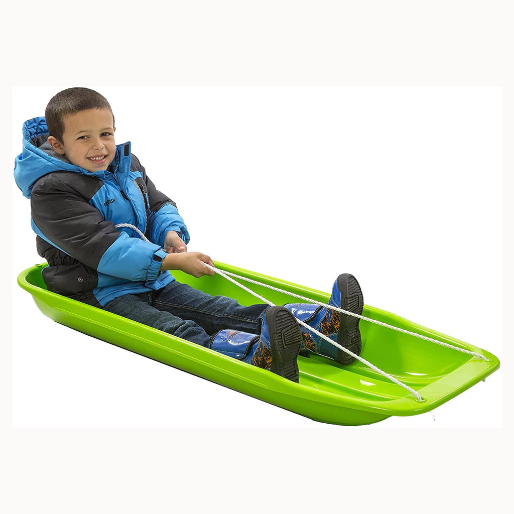 Lucky Bums Snow Kids 48 inch 1 Person Plastic Toboggan Sled, Green