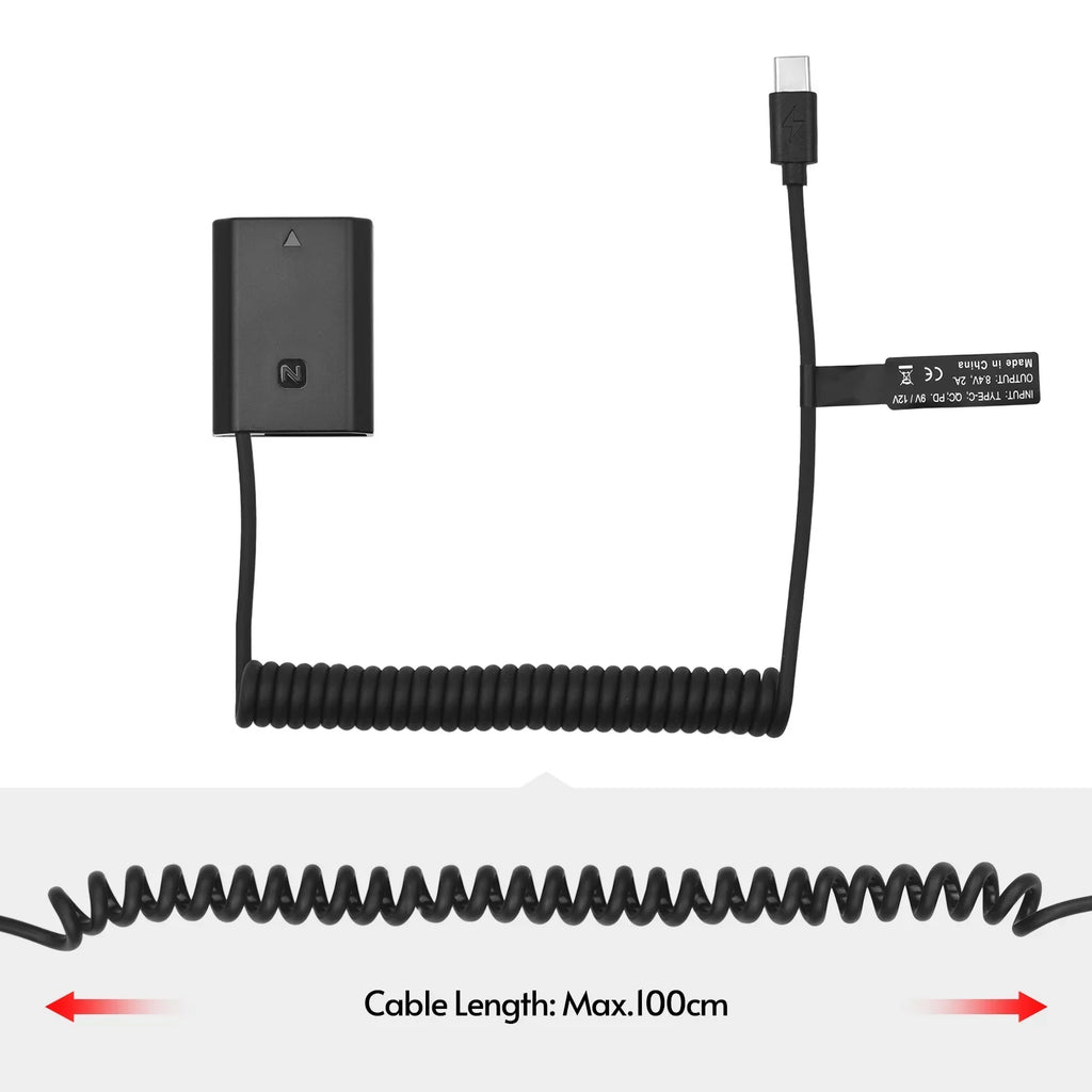 Andoer NP-FZ100 Dummy Battery USB-C Coupler Adapter with USB Type-C Spring  Cable Replacement for Sony Alpha A6600 A7C A7III A7SIII A7RIII A7RIV A9 A9II A9R A9S Cameras