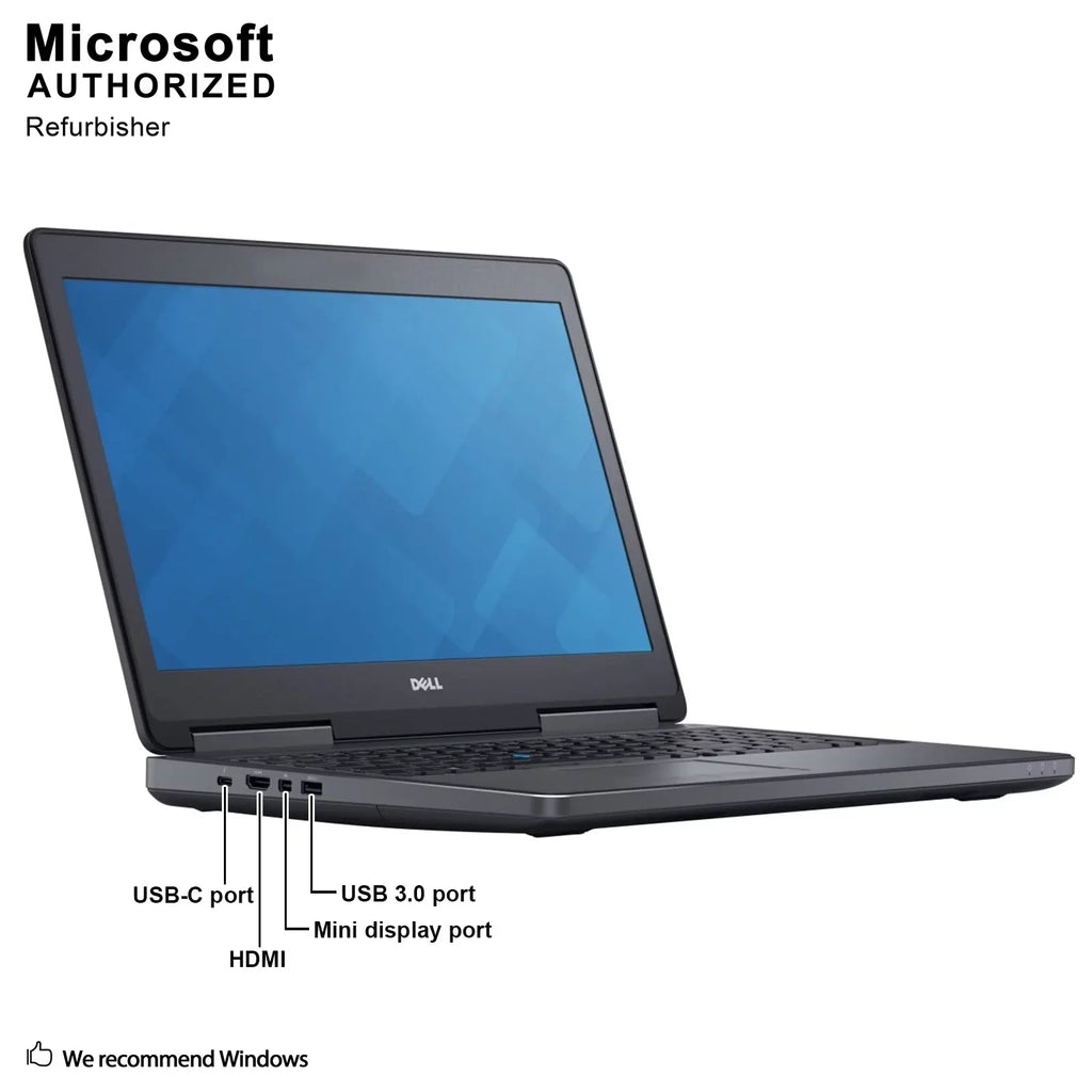 Refurbished Grade A Dell Precision 7510 15.6" Business Laptop, Intel Core i7-6920HQ 2.9GHZ, 8G DDR4,  500 SSD, MDP, HDMI, Windows 10 Pro 64 Bit-Multi-Language(EN/ES/FR)
