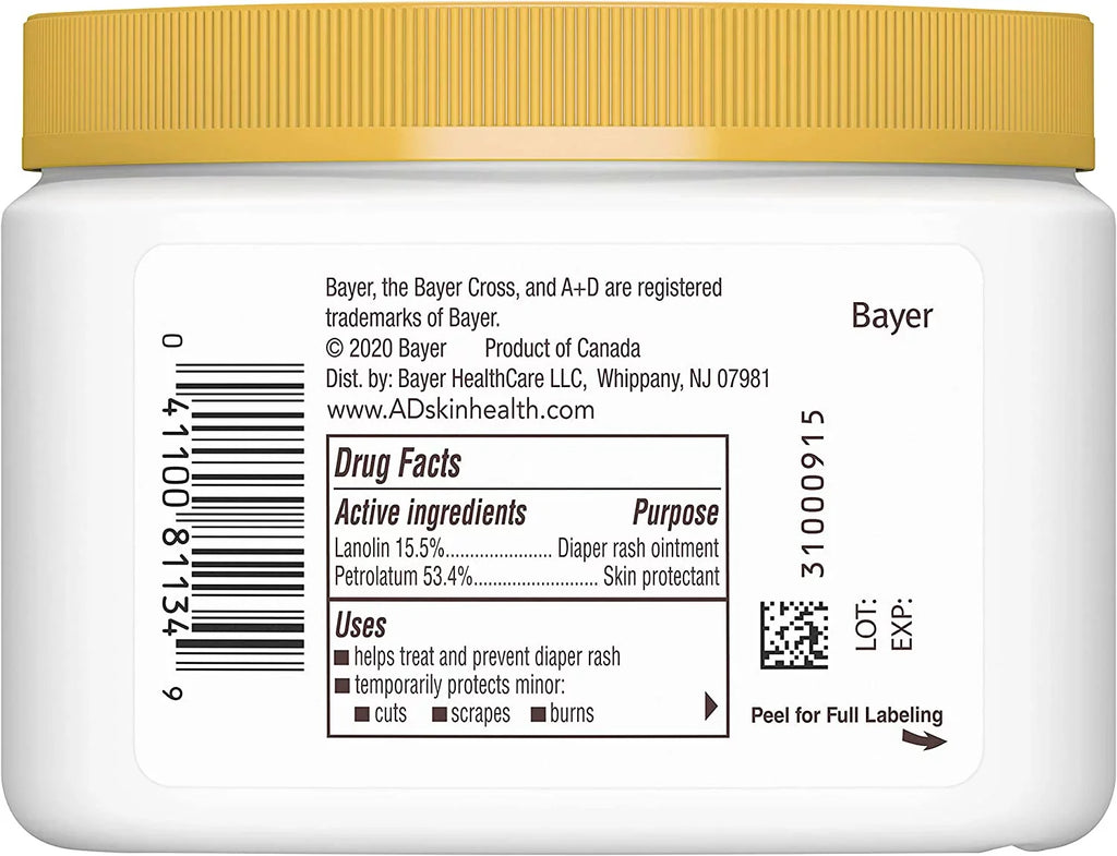 A D Original Diaper Rash Ointment, Skin Protectant With Lanolin And PetroLatitudeum, (Packaging May Vary) Cream 16 Ounce (Pack Of 1)