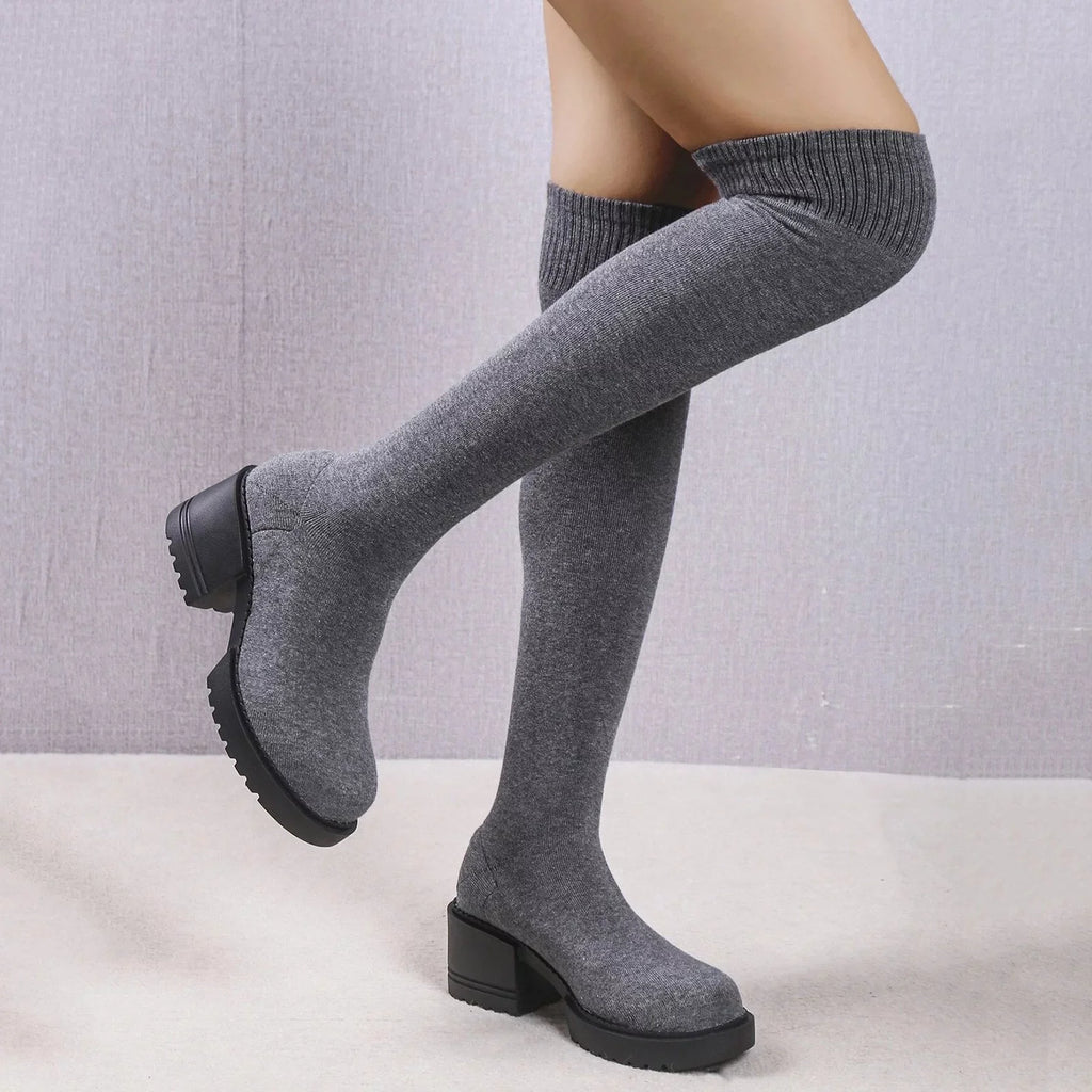 PMUYBHF Pull on Work Boots Women Minimalist Heeled Sock Boots Long Boots Ladies Knee Length Boots Buckle Winter Boots for Women Waterproof Snow Size 11