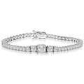 Prong Set Designer Bracelet with SimuLatitudeed Asscher Cut Diamonds by Diamond Essence set in 14K Solid White Gold