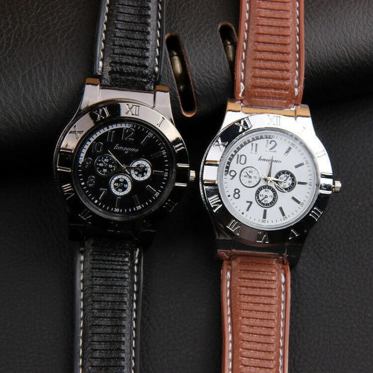 Men's Lighter Watch Flameless Outdoor Windproof USB Watch USB Rechargeable Rubber Strap Gift